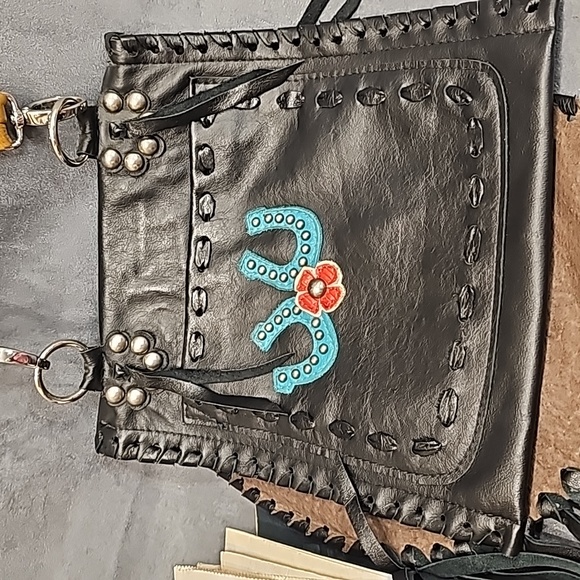 Western Purse Leather Shellie's Handbag IPAD Horse Cowboy Fringe - Picture 7 of 15